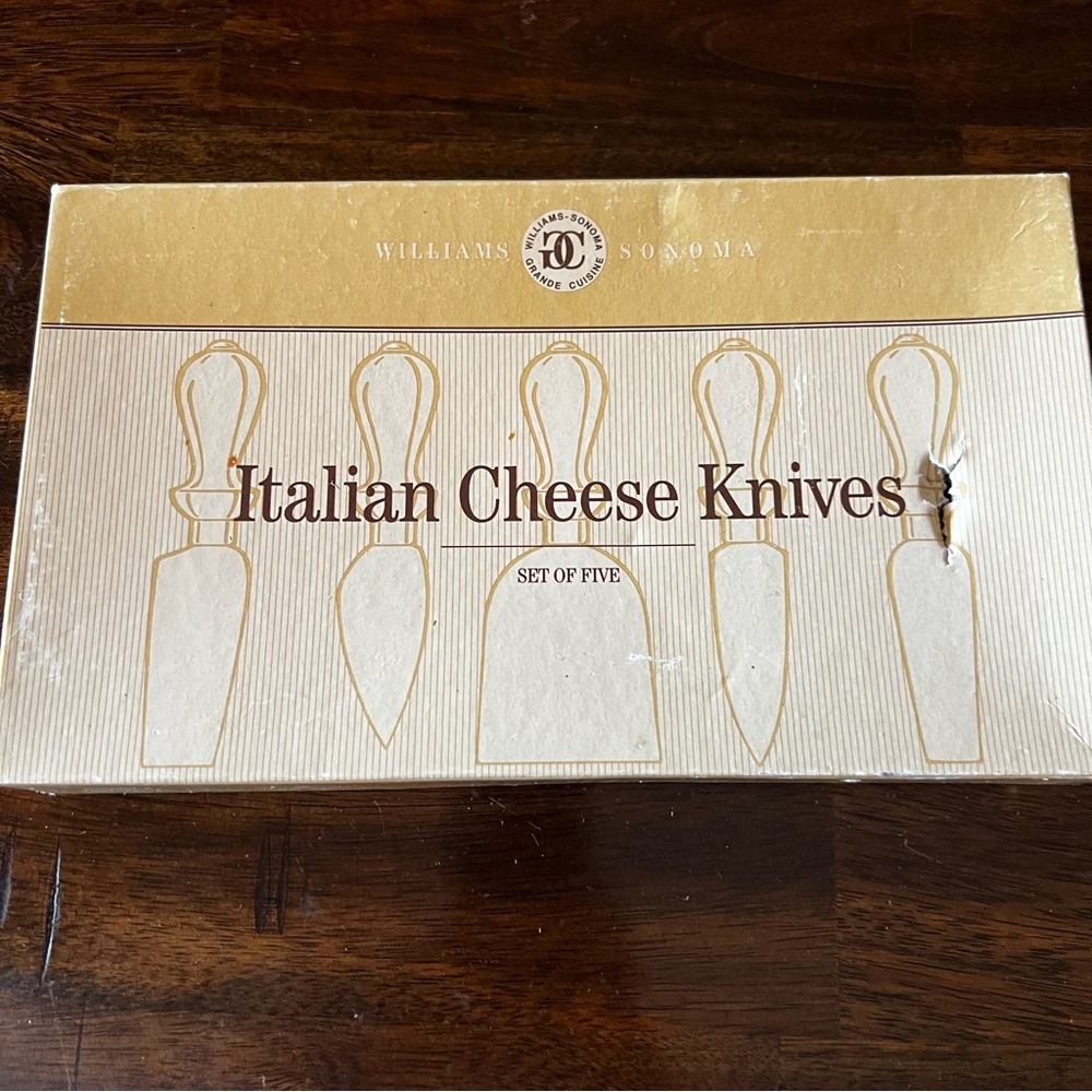 Williams Sonoma Italian Cheese Knife Collection Beechwood Handles S/5